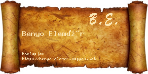 Benyo Elemér névjegykártya